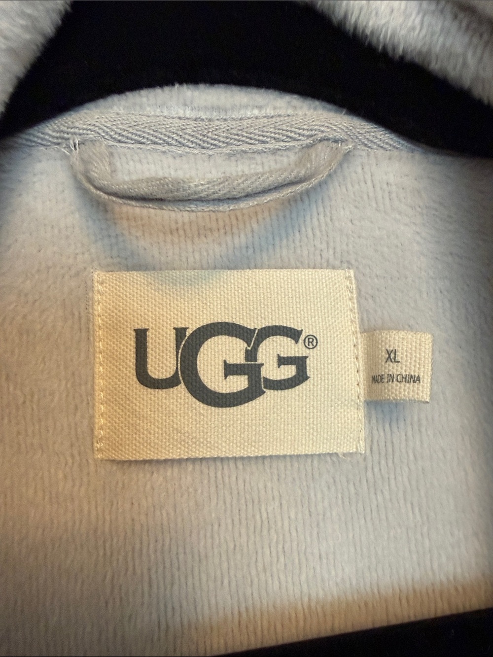 UGG Light Gray Shawl-Collar Plush Robe with Tie Belt - Picture 2 of 3